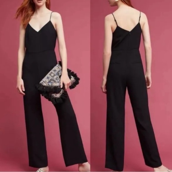 Anthropologie Pants - Anthropologie black crepe jumpsuit. Zip closure in back. Size 8.